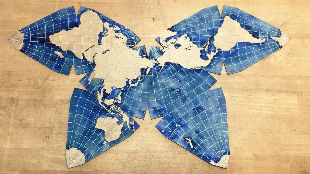 A Waterman map centered in the Pacific ocean at 160 degrees East