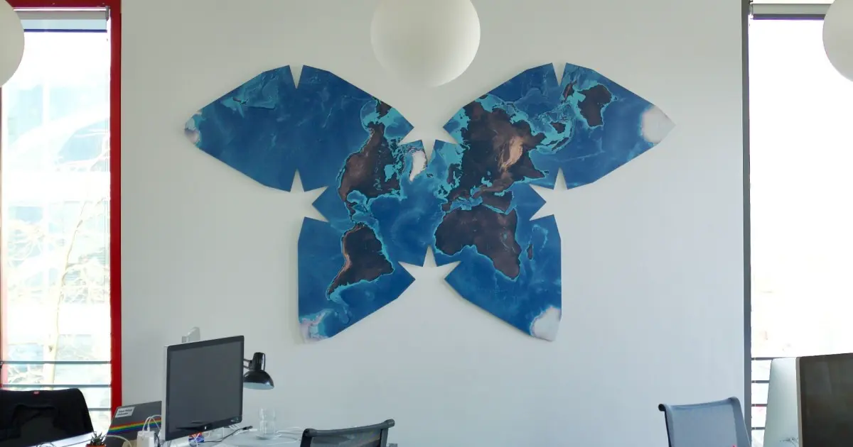 A large Waterman map on the wall of an office